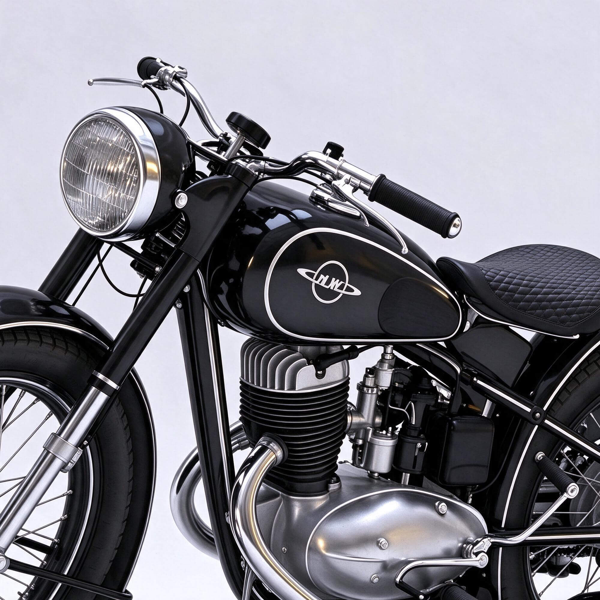 Black Vintage Retro Motorcycle UDM 49 3D Model 3D Model