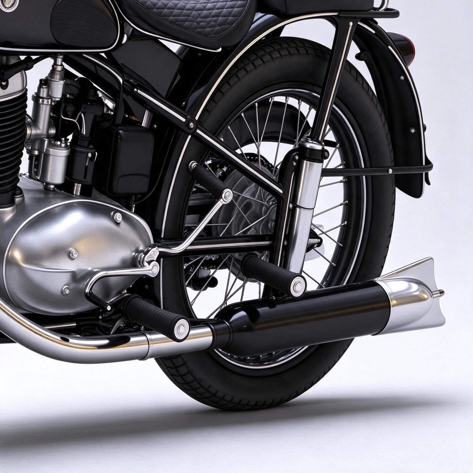 Black Vintage Retro Motorcycle UDM 49 3D Model 3D Model