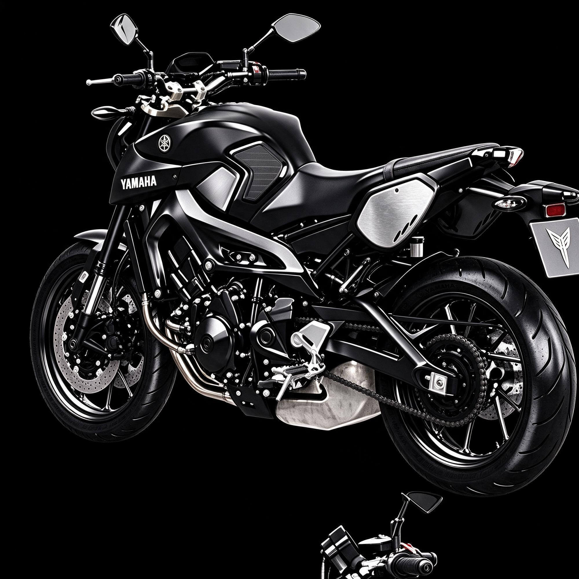 Black Yamaha MT Series Naked Street Motorcycle 3D Model 3D Model