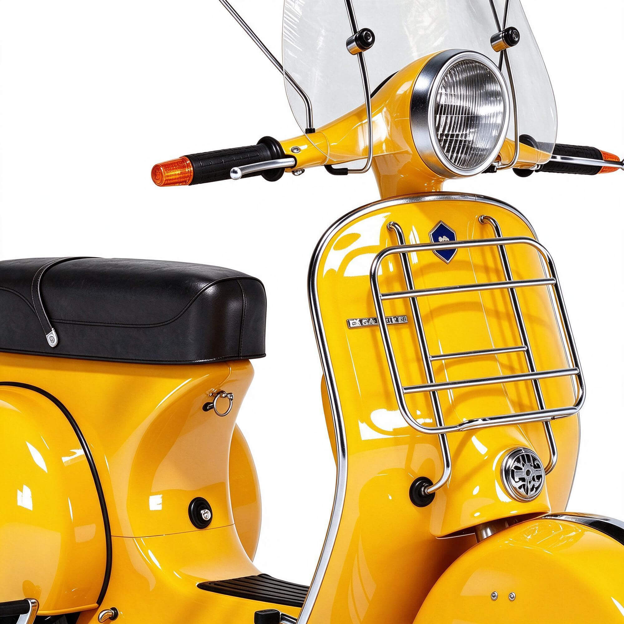 Bright Yellow Vintage Vespa Scooter with Windshield 3D Model 3D Model