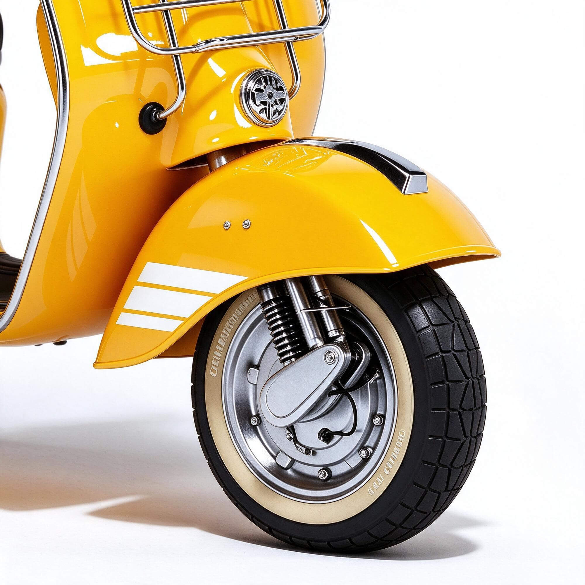 Bright Yellow Vintage Vespa Scooter with Windshield 3D Model 3D Model