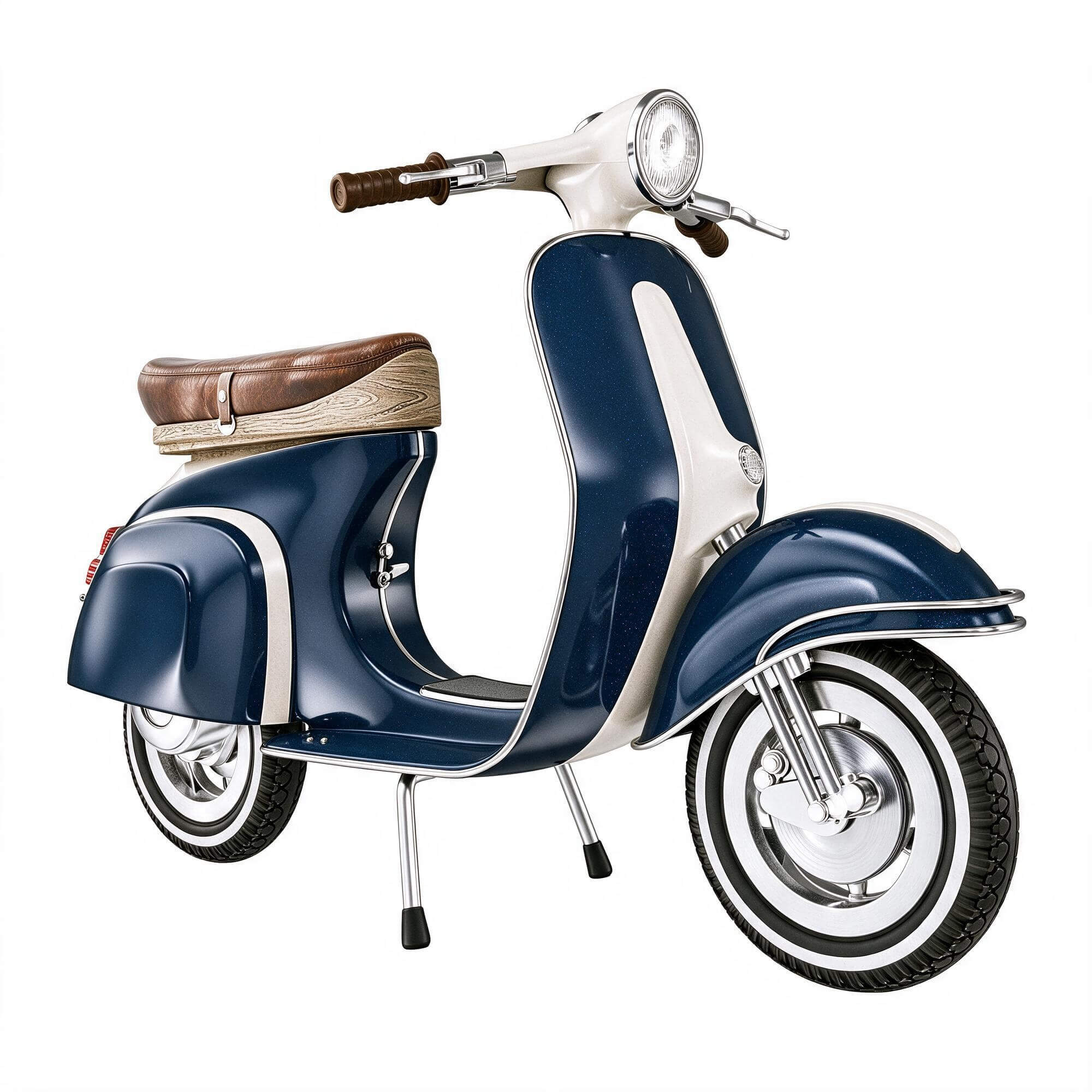 Dark Blue Cream Vintage Vespa Scooter 3d Model 3D Model