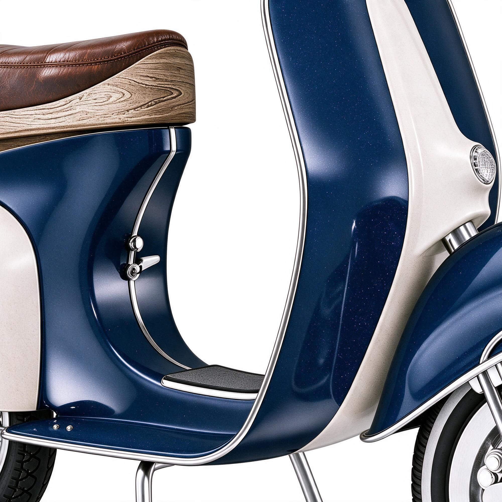 Dark Blue Cream Vintage Vespa Scooter 3d Model 3D Model