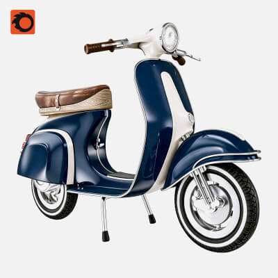 Dark Blue Cream Vintage Vespa Scooter 3d Model
