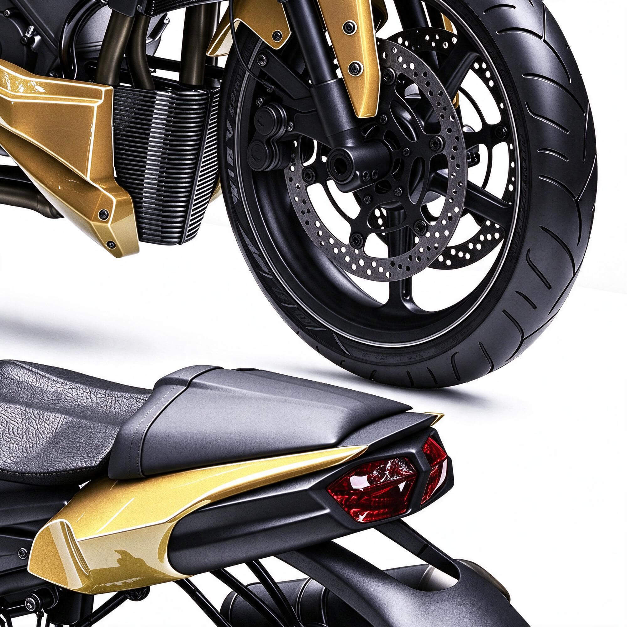 Gold Black Ducati Naked Street Motorcycle 3D Model 3D Model