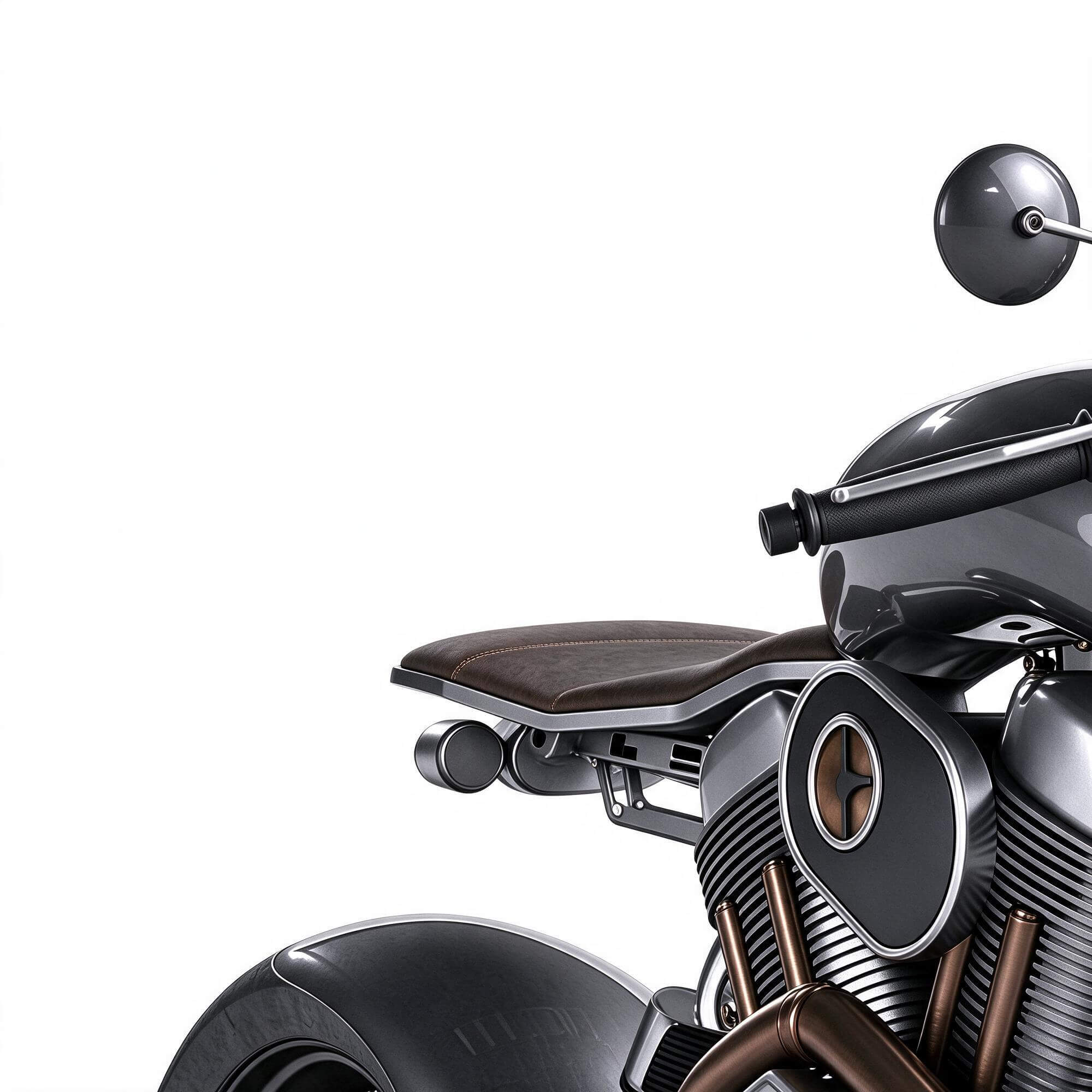 Gray Custom Cafe Racer Motorcycle with Copper Pipes 3D Model 3D Model