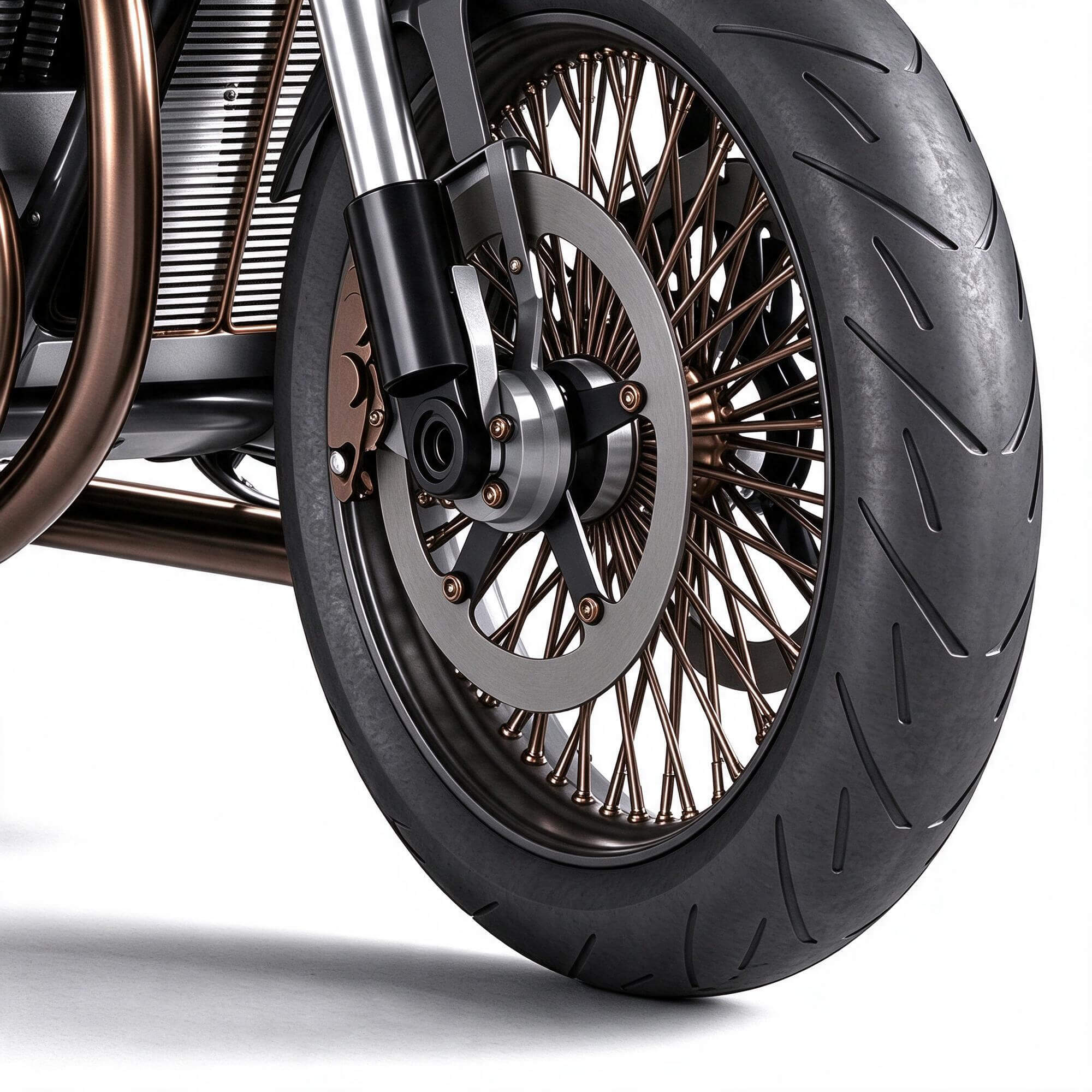 Gray Custom Cafe Racer Motorcycle with Copper Pipes 3D Model 3D Model