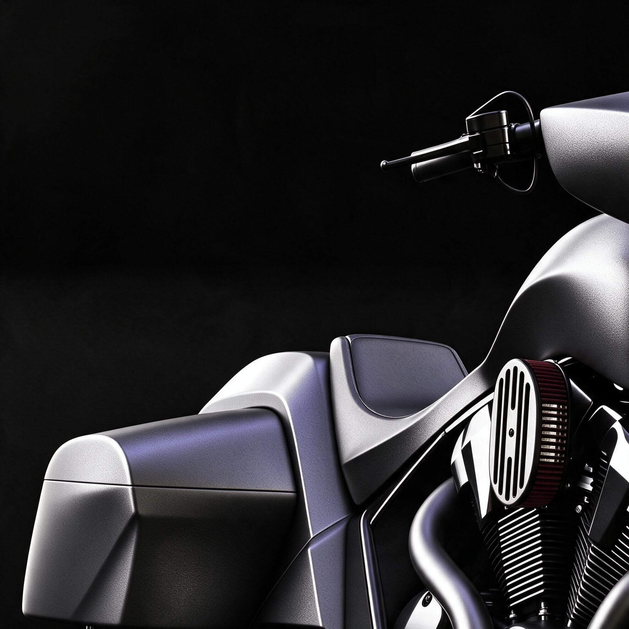 Matte Gray Custom Bagger Touring Motorcycle 3d Model 3D Model