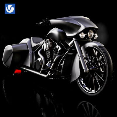 Matte Gray Custom Bagger Touring Motorcycle 3d Model