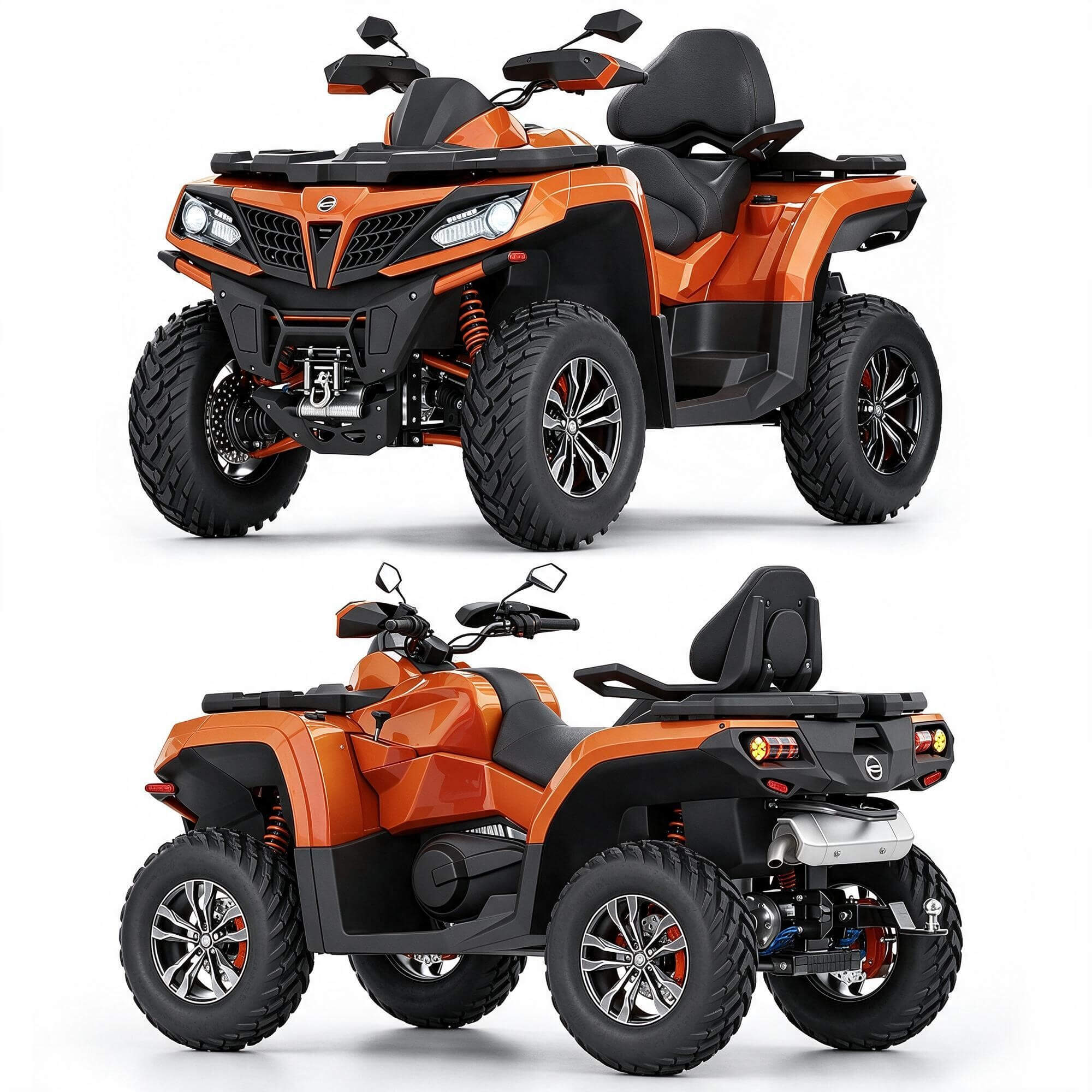 Orange Four-Wheeler ATV Off-Road Vehicle 3D Model 3D Model