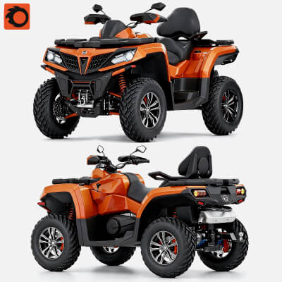 Orange Four-Wheeler ATV Off-Road Vehicle 3D Model