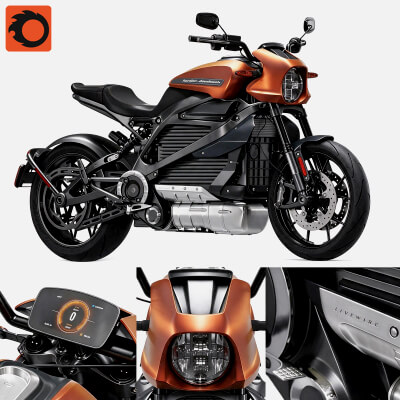 Orange LiveWire Electric Motorcycle 3D Model