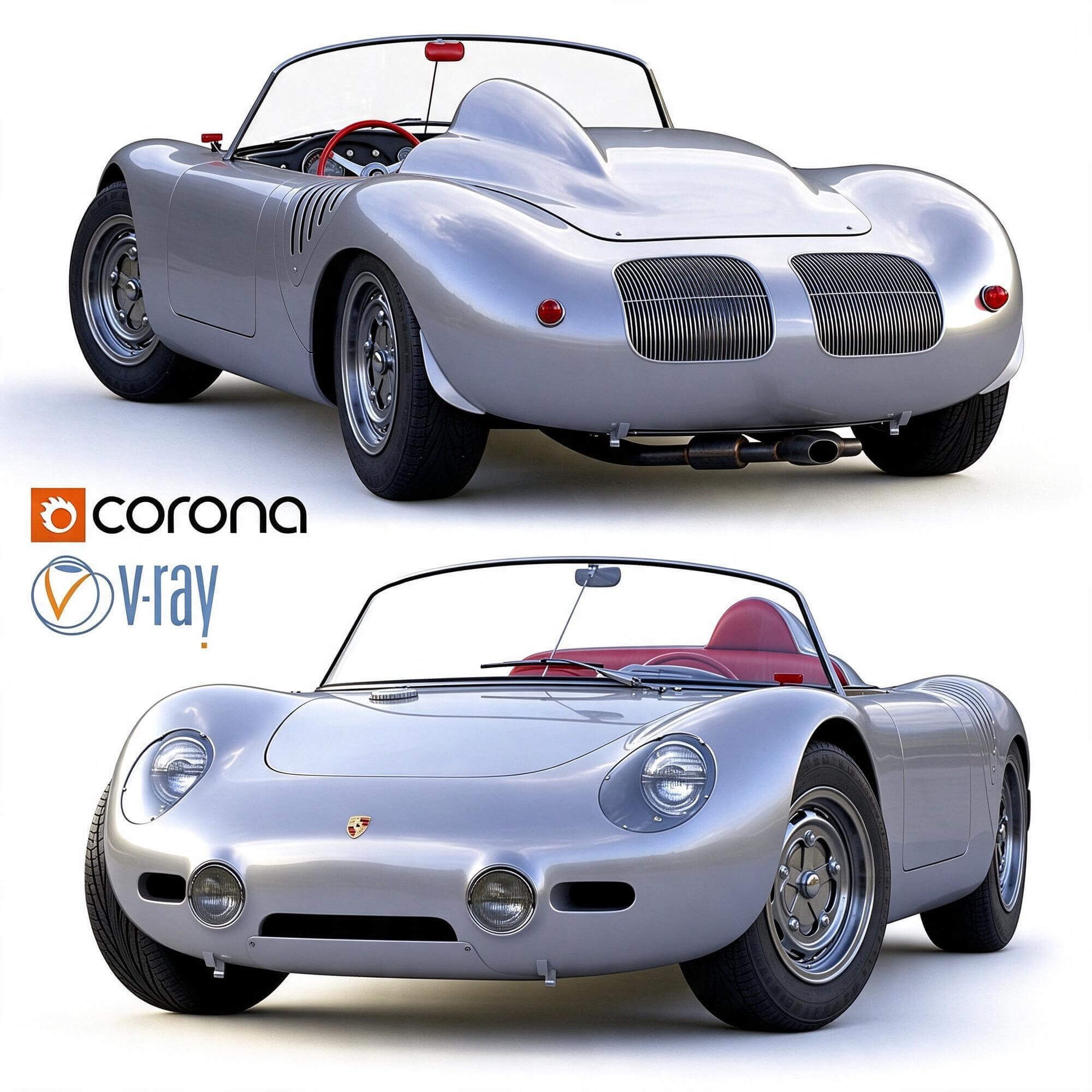 Porsche 550 Spyder Classic Roadster 3D Model 3D Model