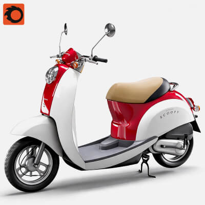 Red White Honda Scoopy Classic Scooter 3d Model