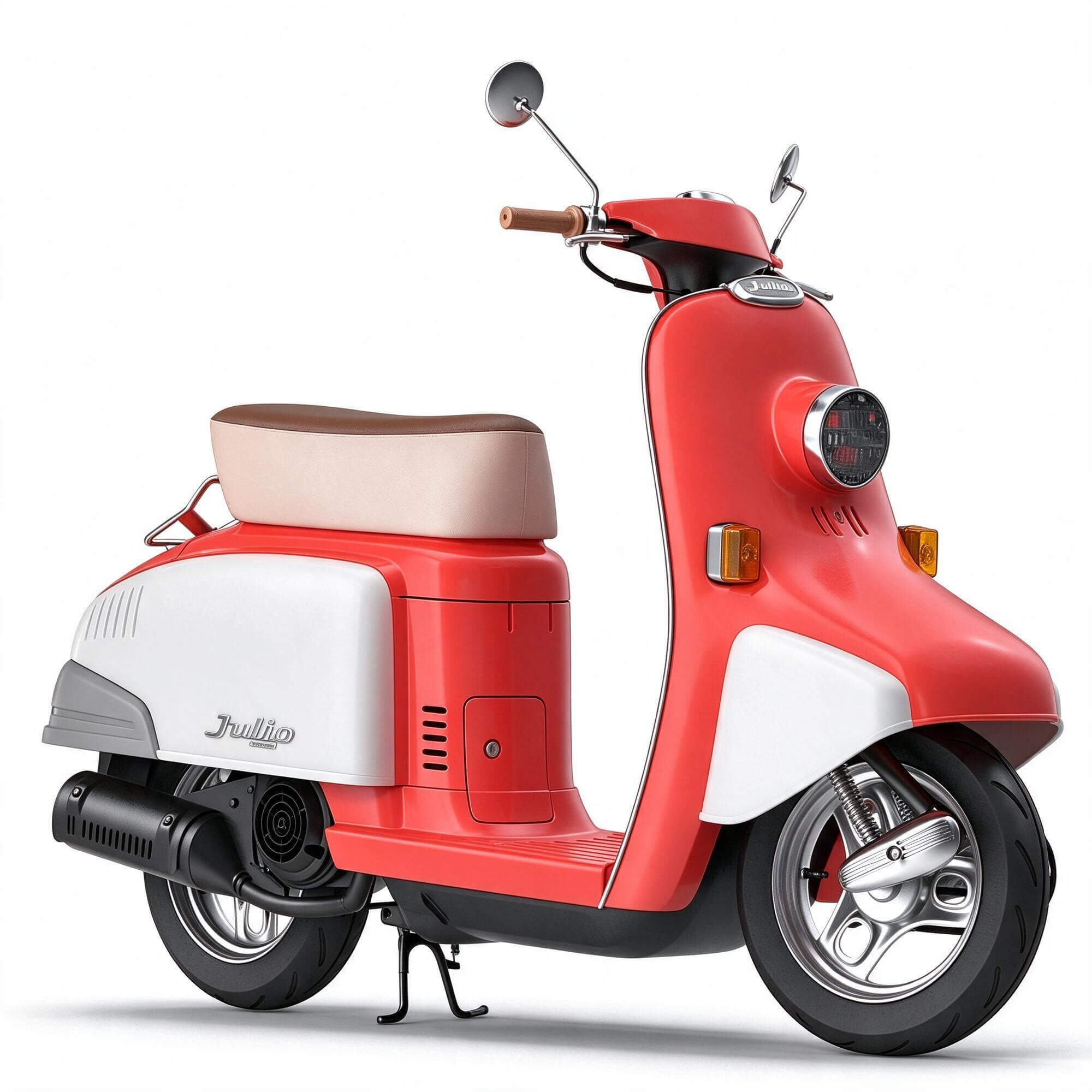 Red White Julio Retro Scooter 3D Model 3D Model