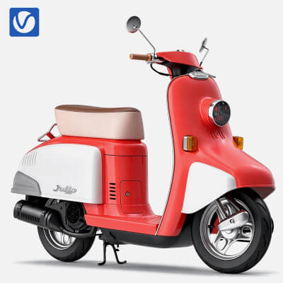 Red White Julio Retro Scooter 3D Model