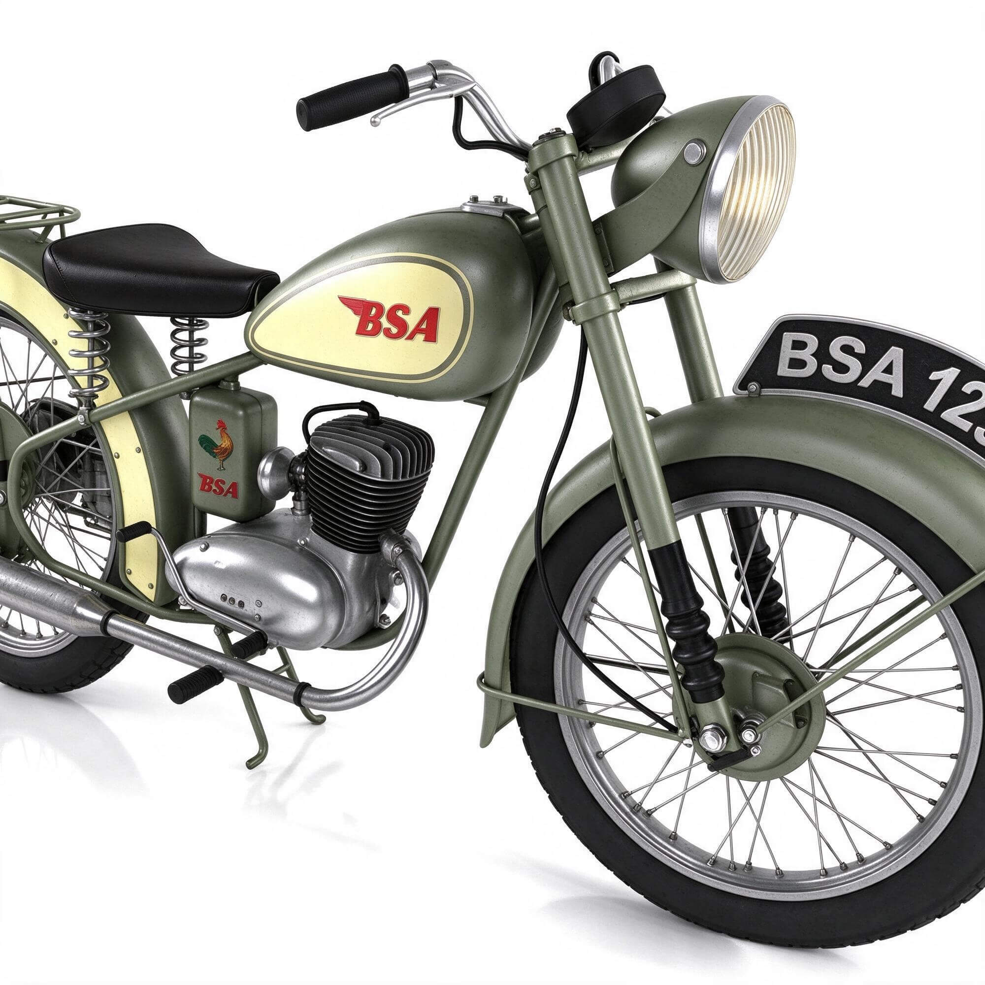 Vintage BSA 125 Classic Retro Motorcycle 3D Model 3D Model