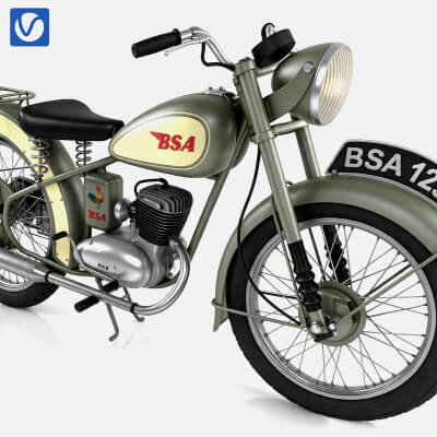 Vintage BSA 125 Classic Retro Motorcycle 3D Model