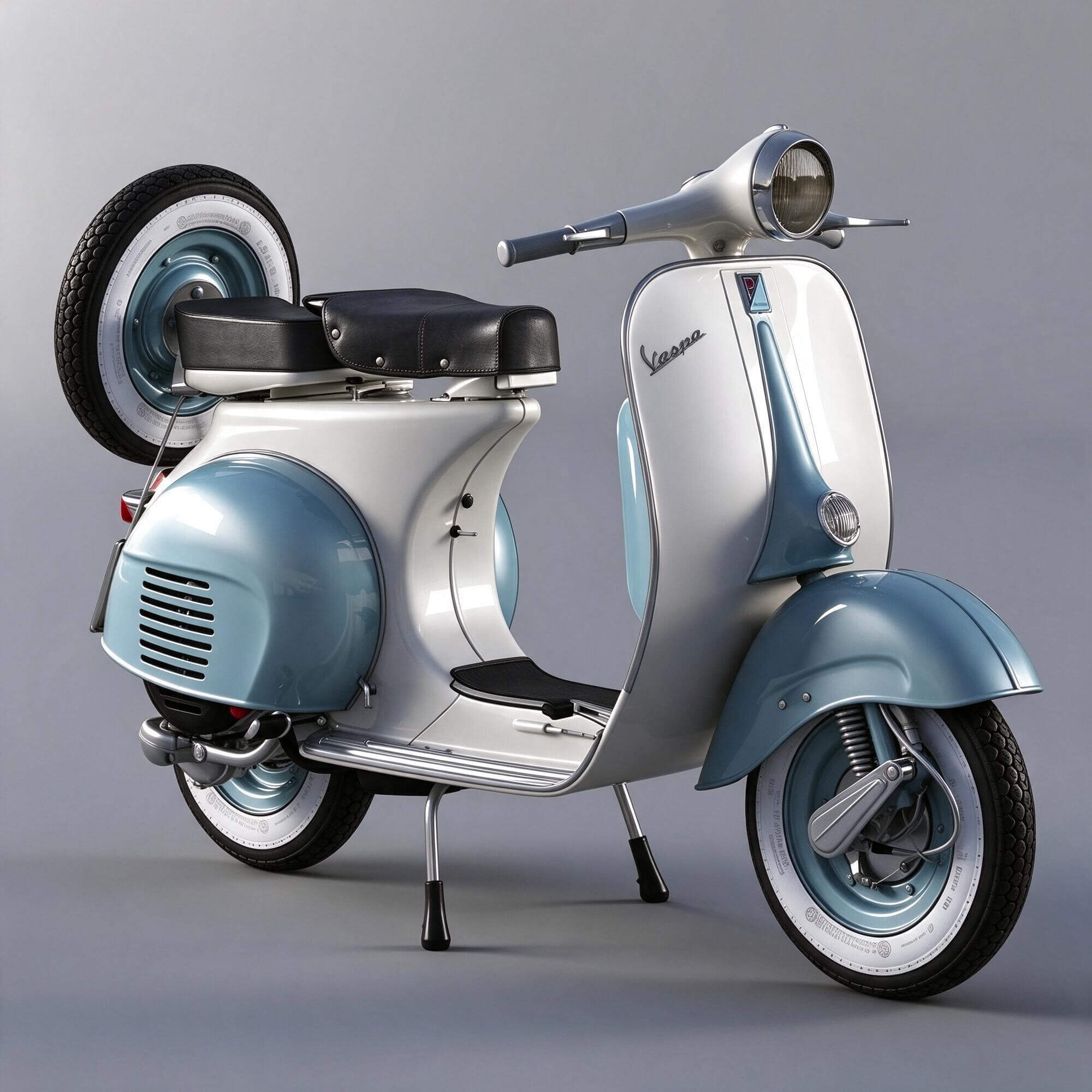 White and Light Blue Vespa Retro Scooter 3D Model 3D Model