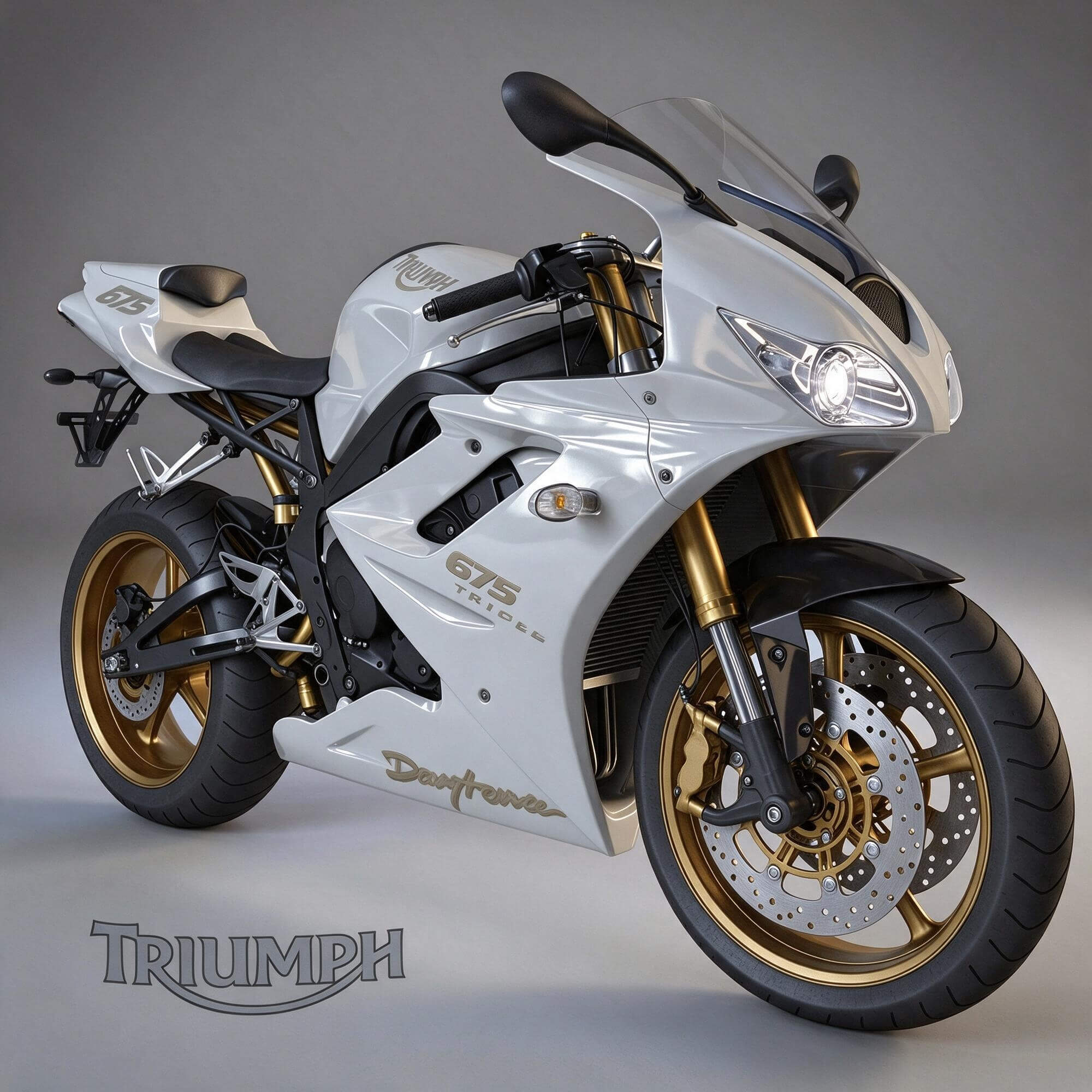 White Triumph Daytona 675 Sport Motorcycle 3D Model 3D Model