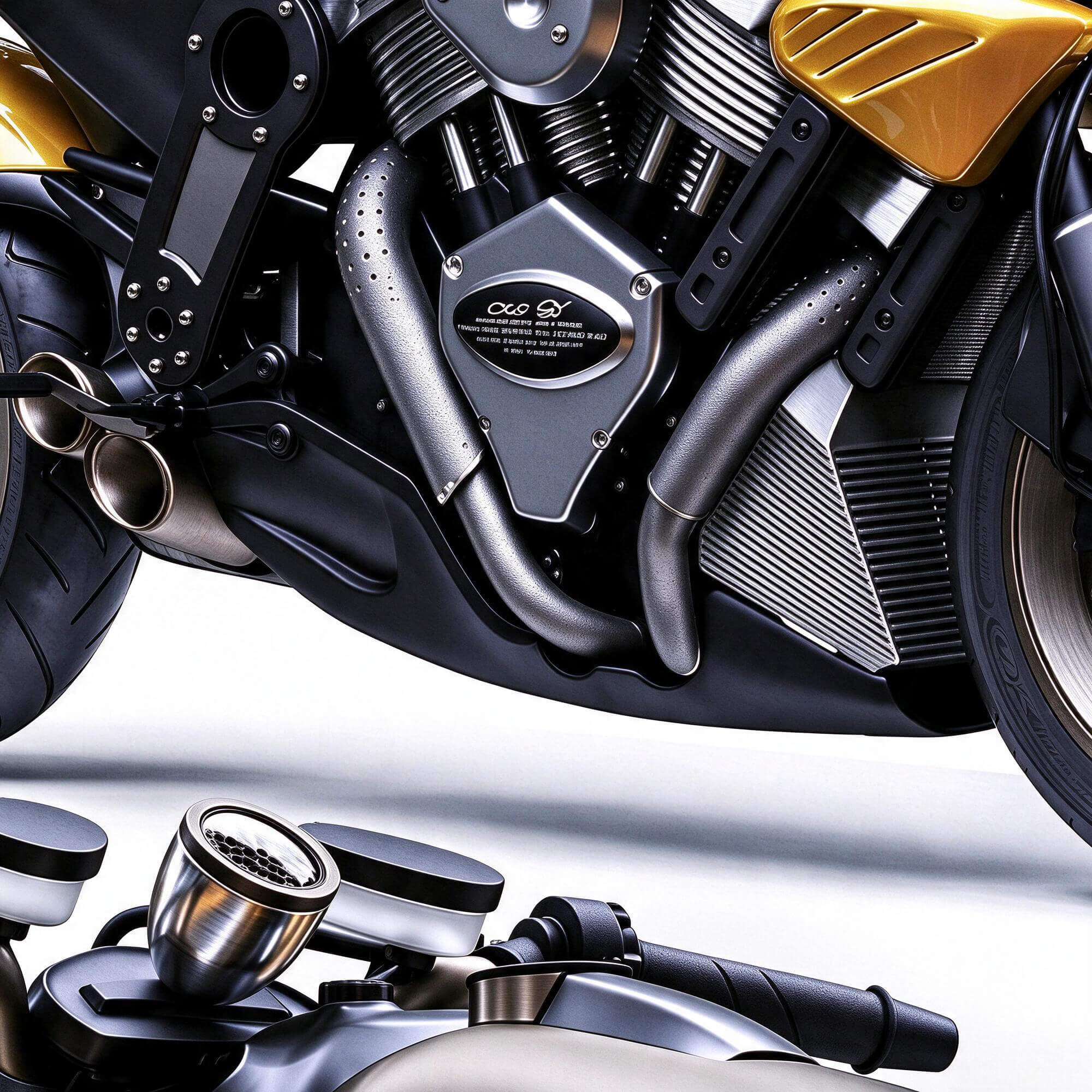Yellow Black Custom Naked Street Motorcycle 3D Model 3D Model