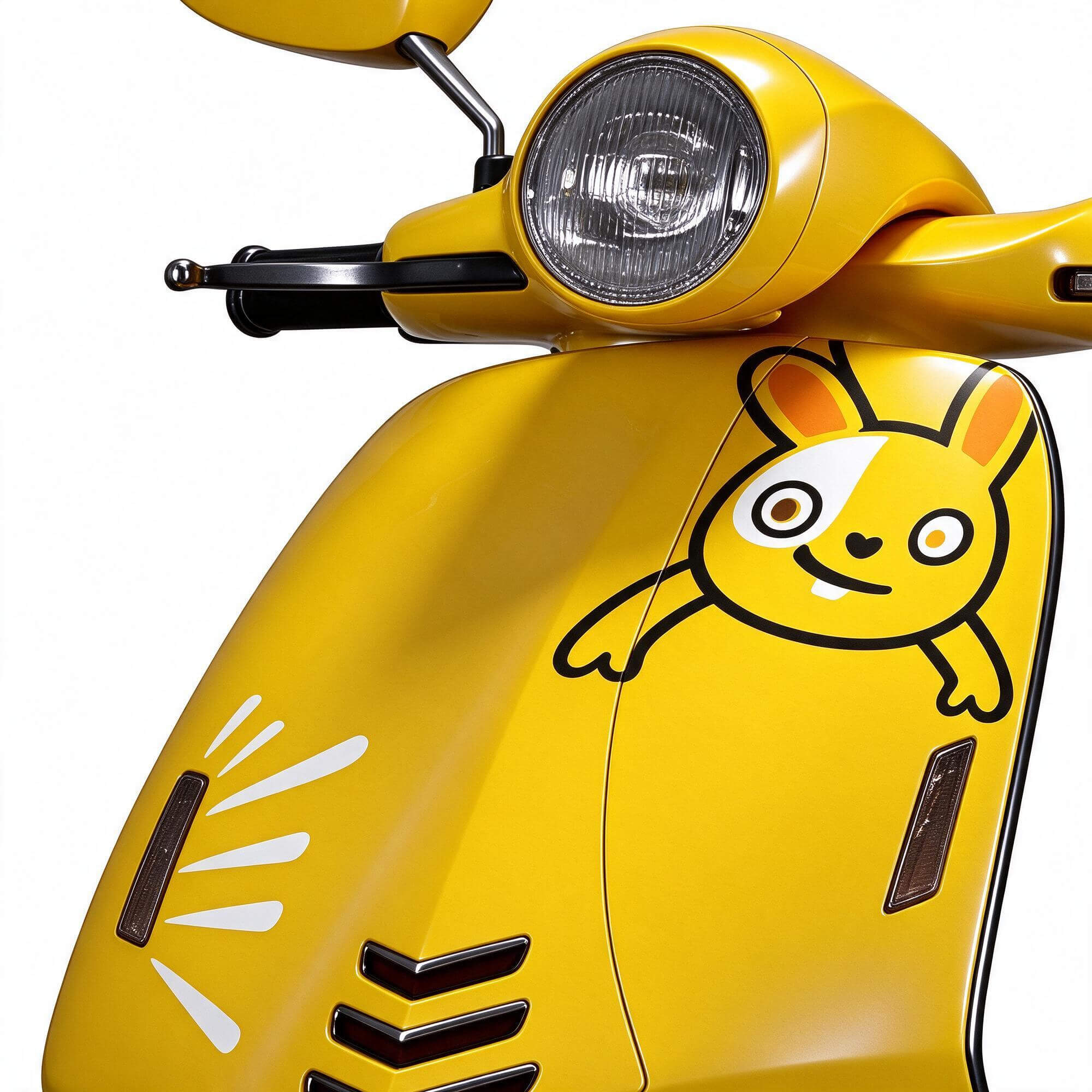 Yellow Vespa Scooter with Cute Rabbit Cartoon Livery 3D Mode 3D Model