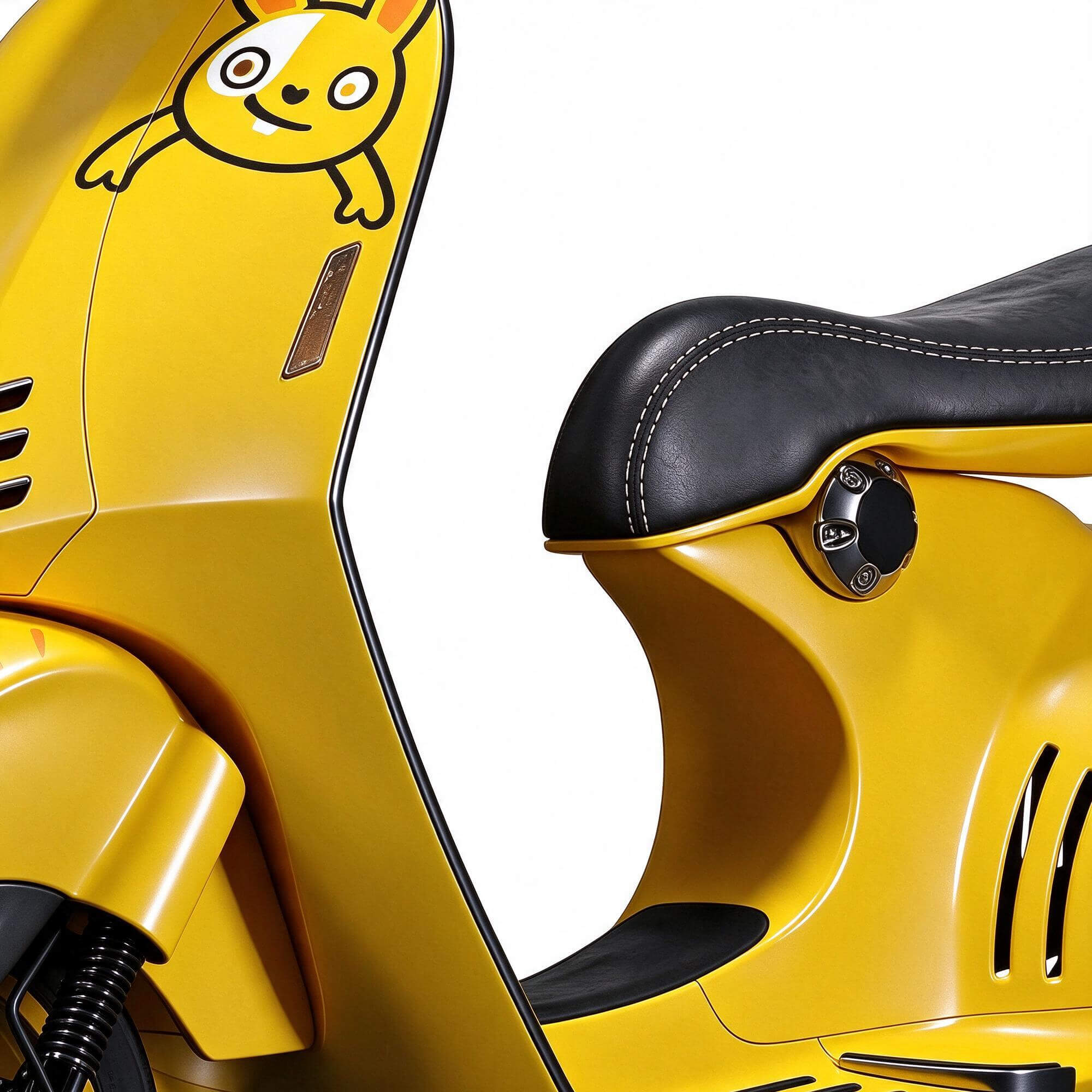 Yellow Vespa Scooter with Cute Rabbit Cartoon Livery 3D Mode 3D Model