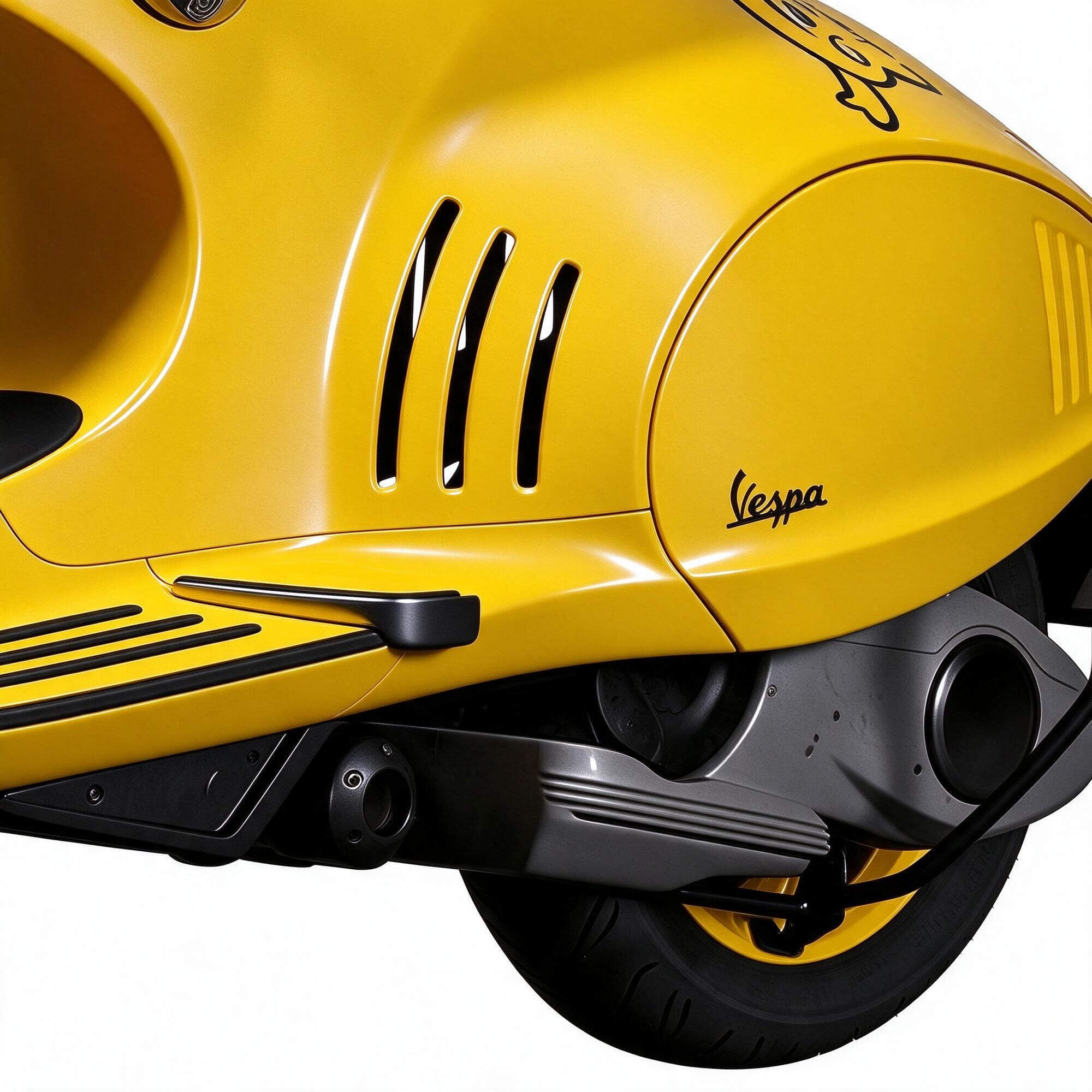 Yellow Vespa Scooter with Cute Rabbit Cartoon Livery 3D Mode 3D Model