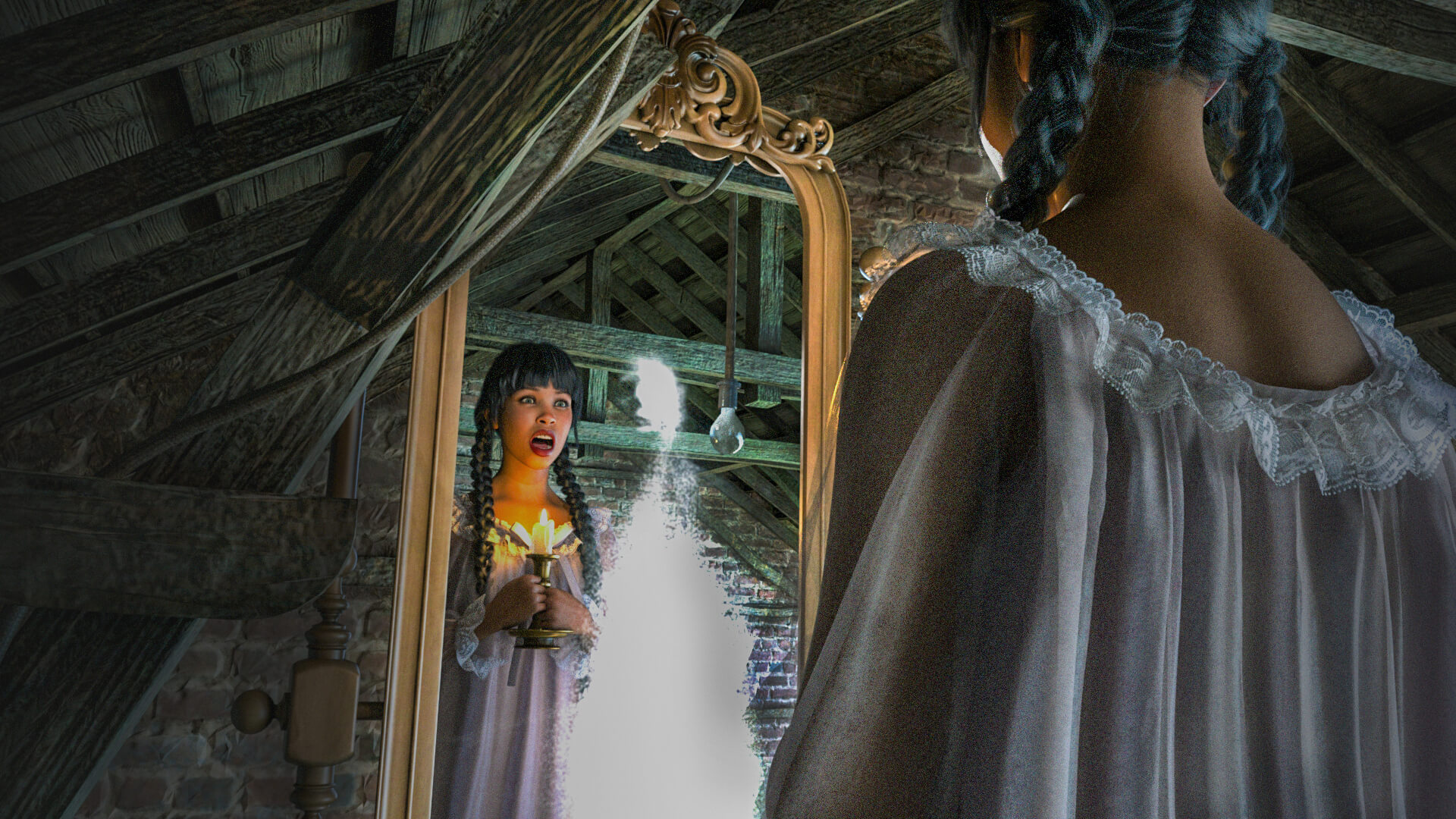 Ghost in the Mirror 3D Render, Digital Artwork by RLove
