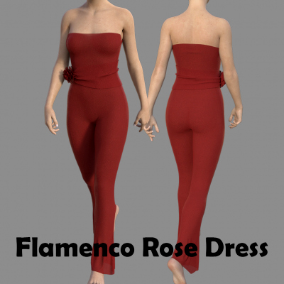 Flamenco Rose Dress for Genesis 8 Female