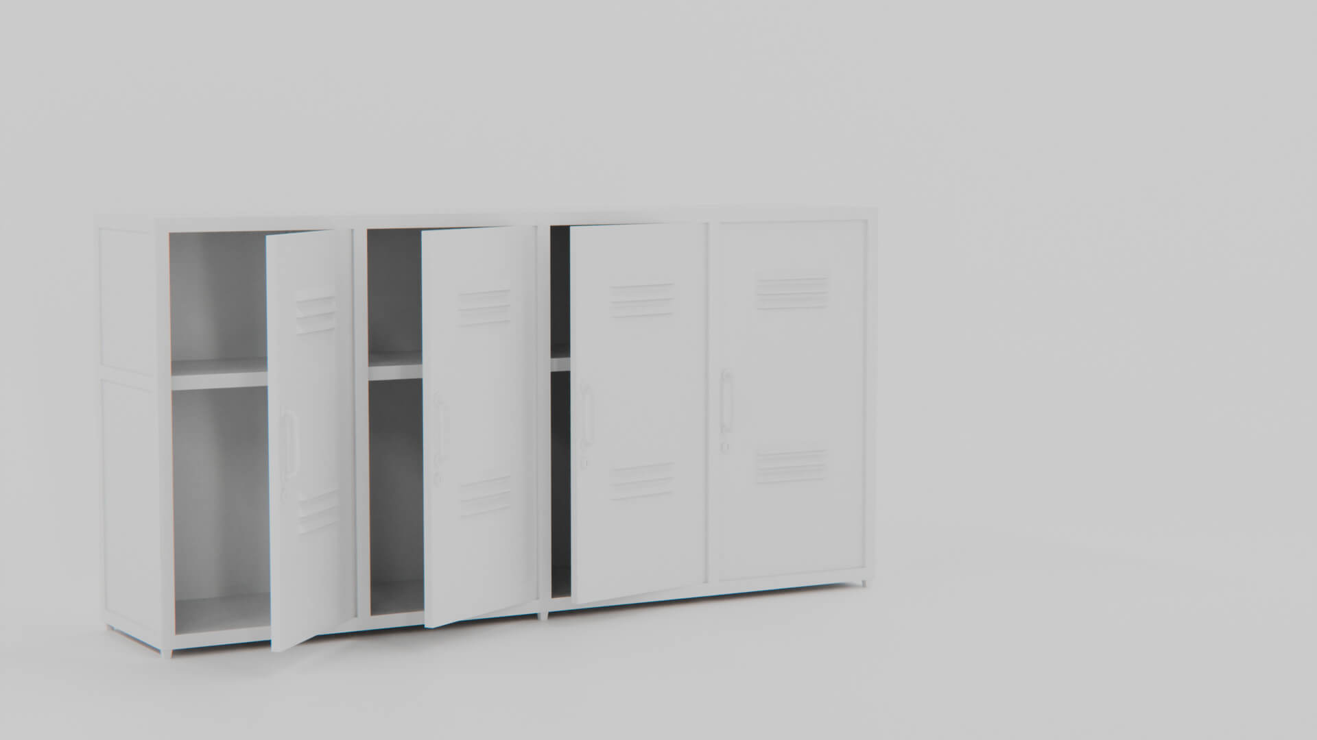 Industrial Teal Metal Locker Credenza 3D Model