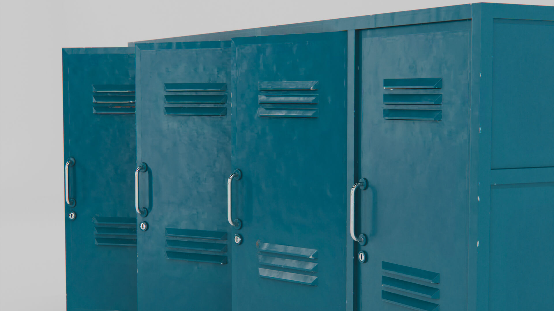 Industrial Teal Metal Locker Credenza 3D Model