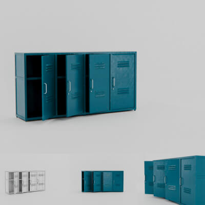 Industrial Teal Metal Locker Credenza