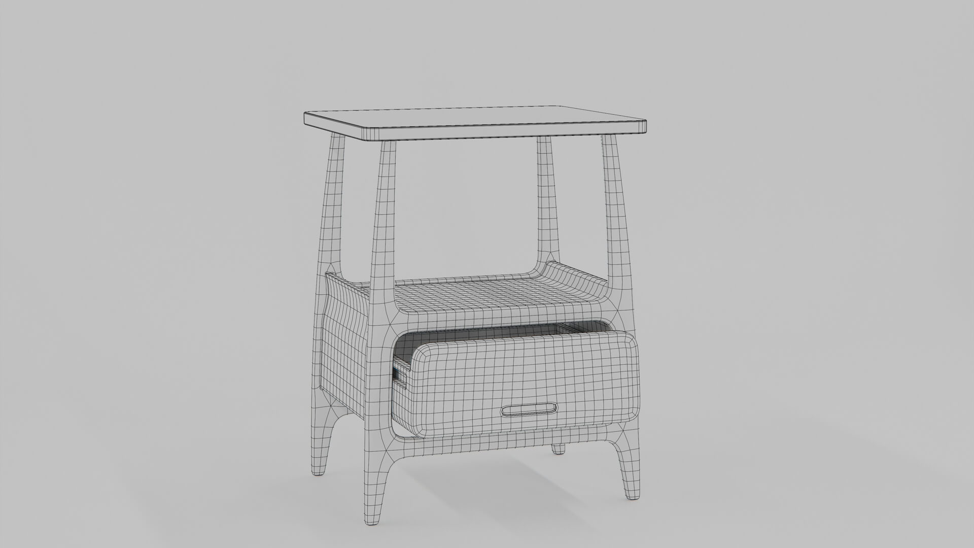 Sleek Light Wood Bedside Table 3D Model