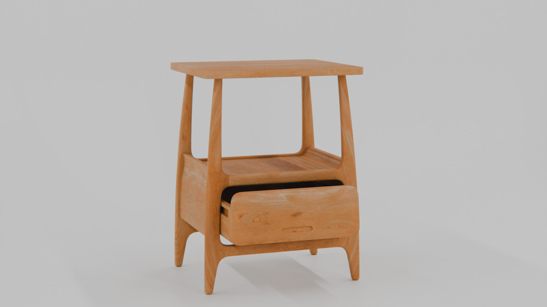 Sleek Light Wood Bedside Table 3D Model