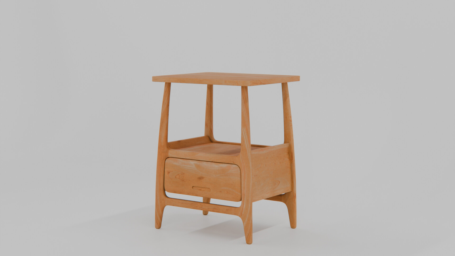 Sleek Light Wood Bedside Table 3D Model