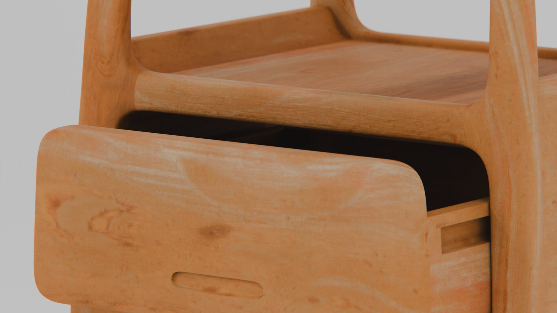 Sleek Light Wood Bedside Table 3D Model
