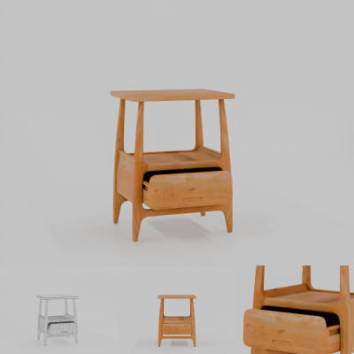 Sleek Light Wood Bedside Table