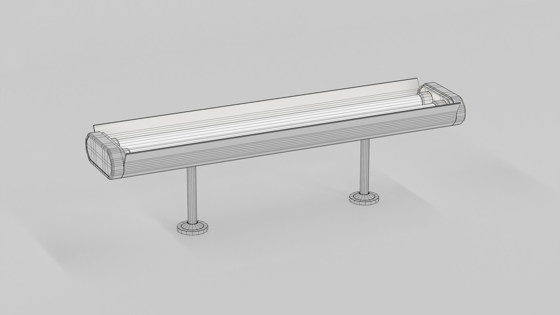 Vintage Twin Fluorescent Ceiling Lamp 3D Model