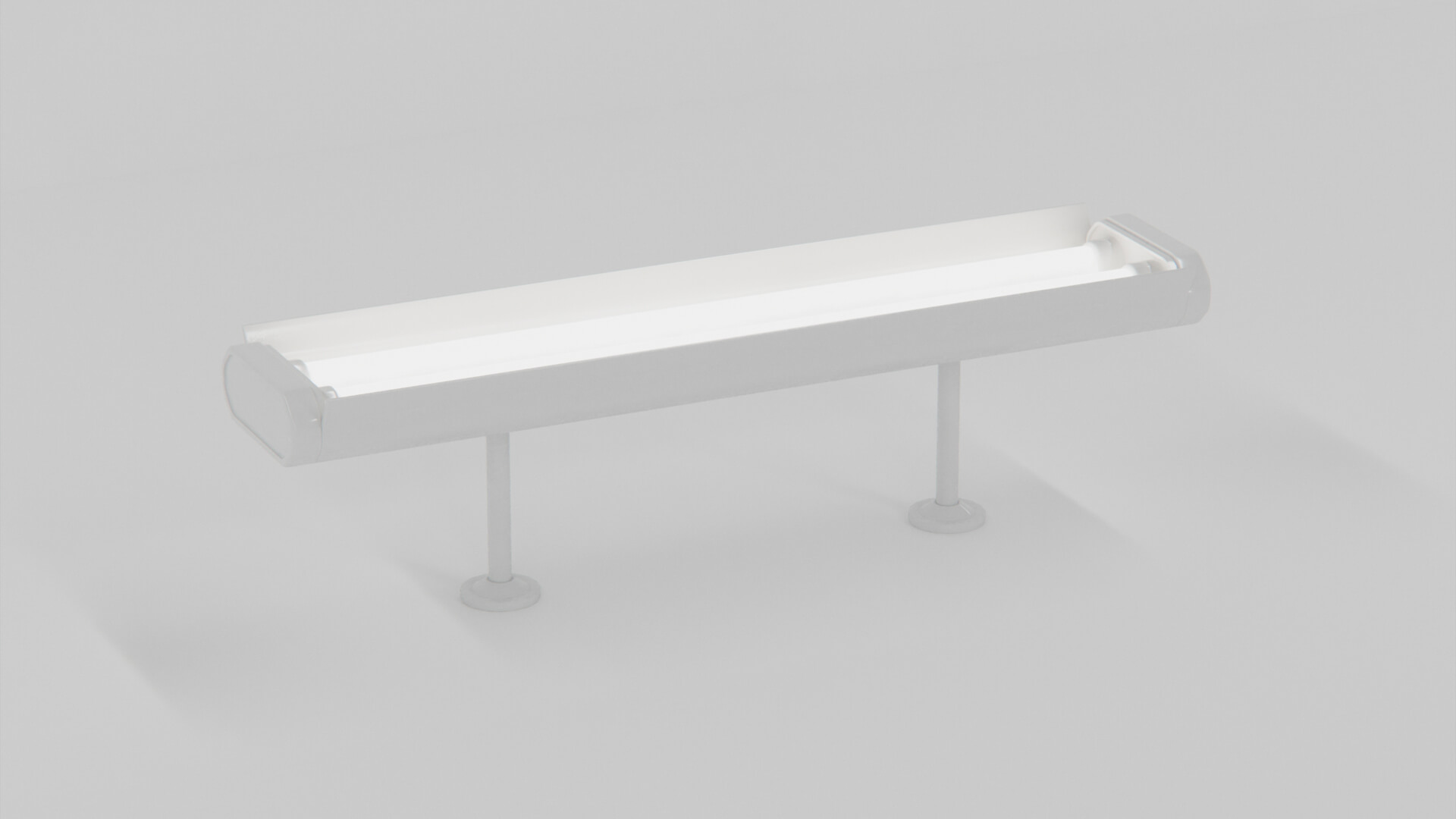 Vintage Twin Fluorescent Ceiling Lamp 3D Model