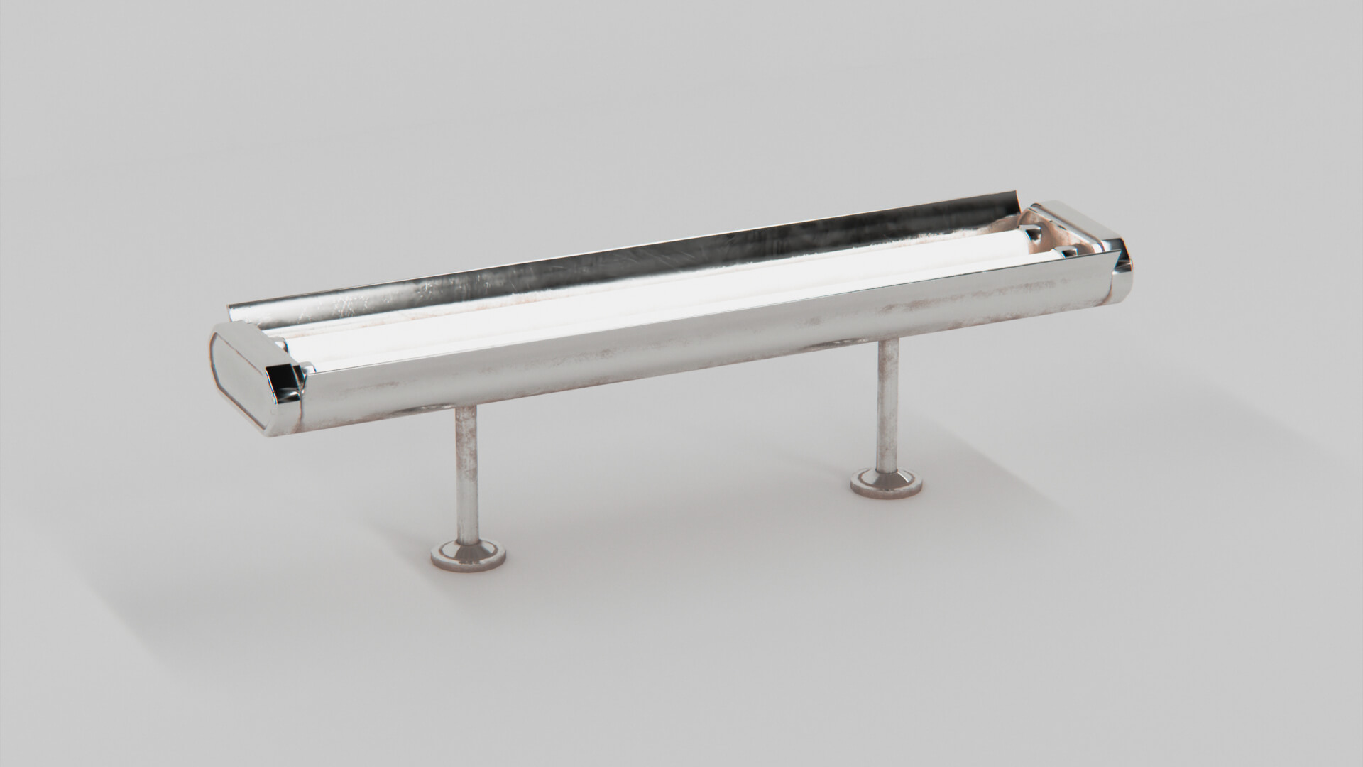 Vintage Twin Fluorescent Ceiling Lamp 3D Model