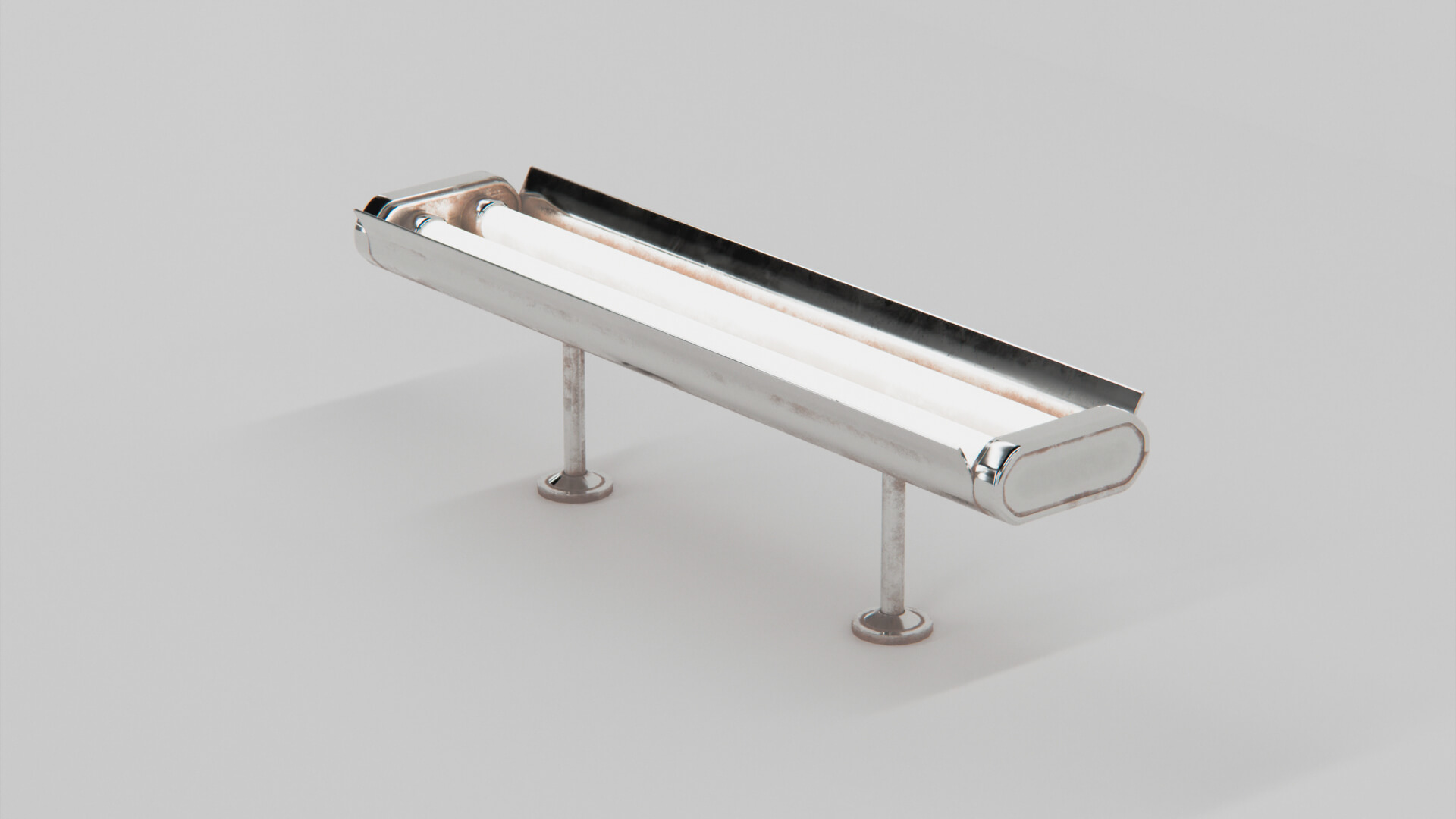 Vintage Twin Fluorescent Ceiling Lamp 3D Model