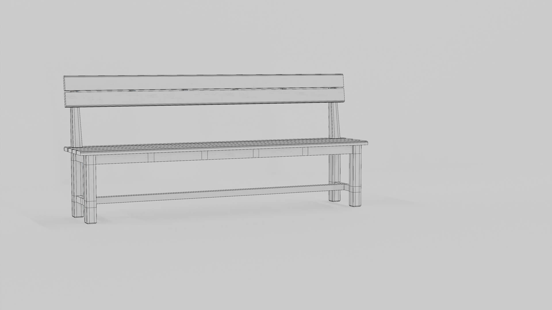 Wooden School Corridor Bench 3D Model