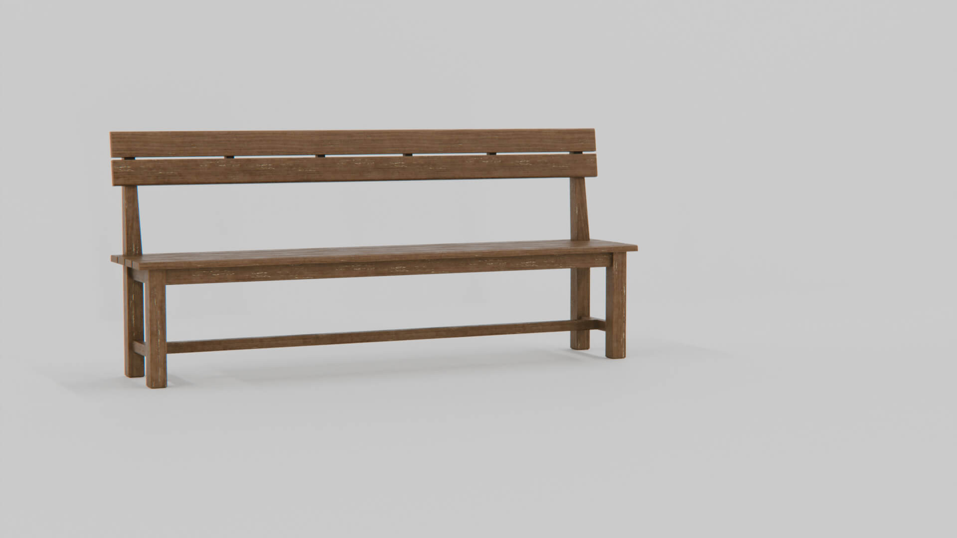 Wooden School Corridor Bench 3D Model