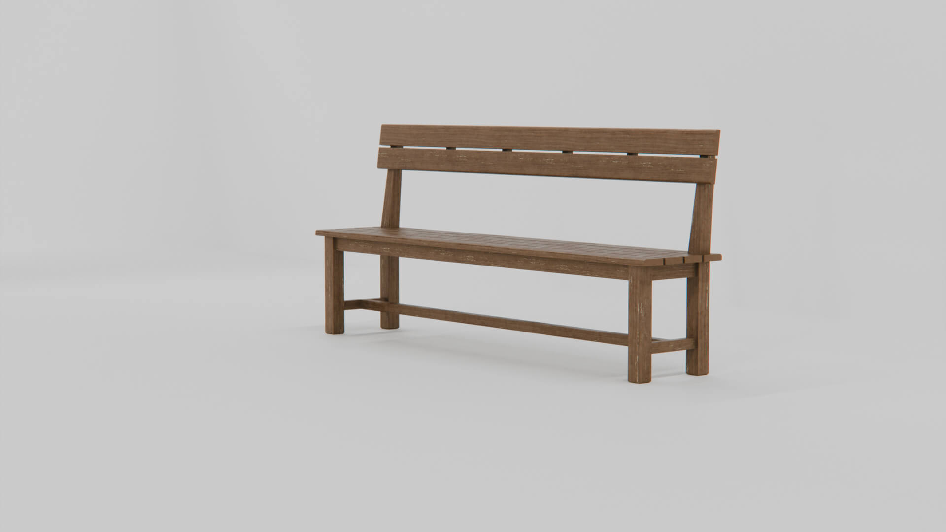 Wooden School Corridor Bench 3D Model