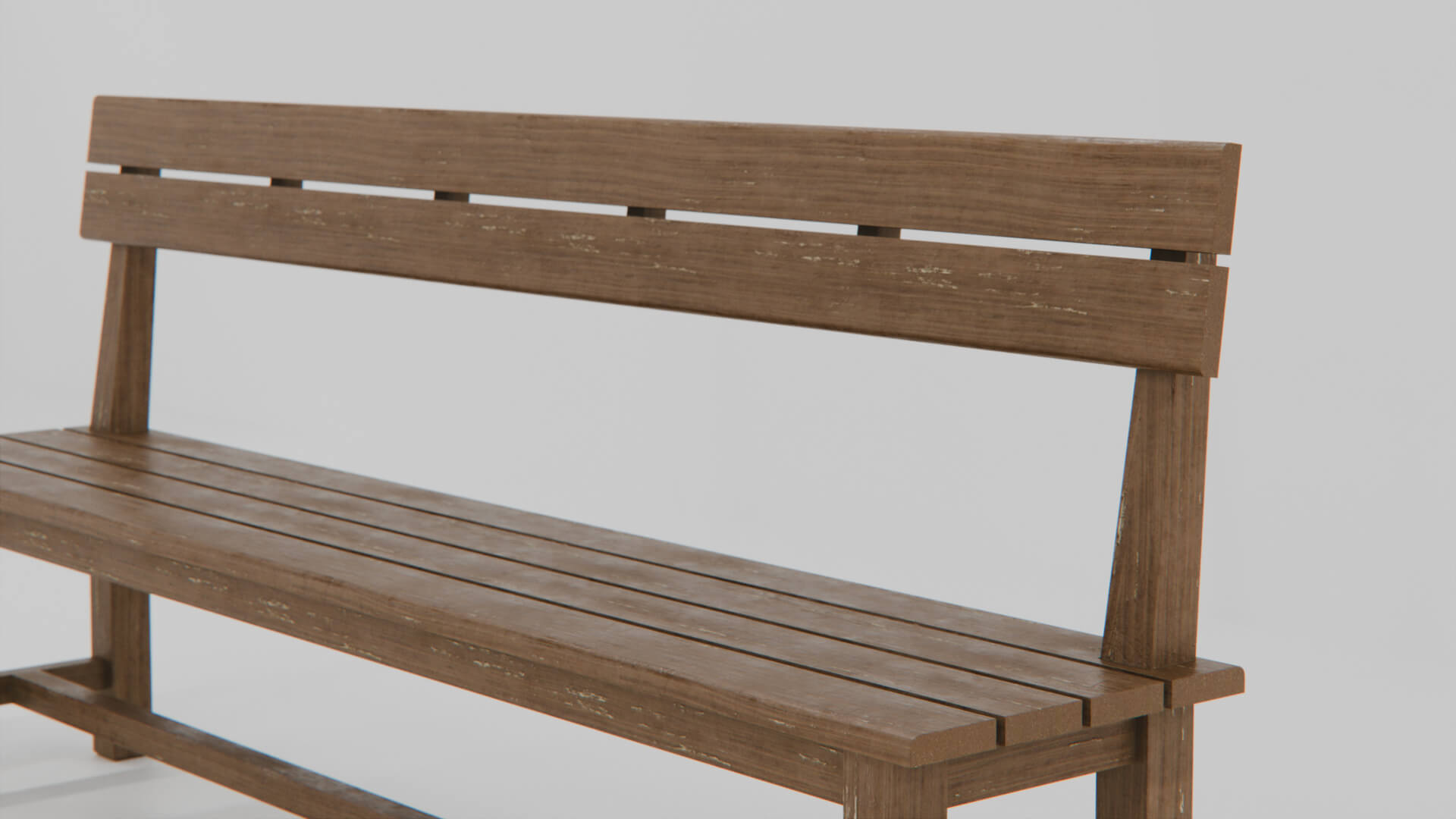 Wooden School Corridor Bench 3D Model