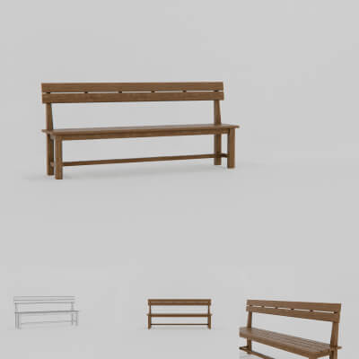 Wooden School Corridor Bench
