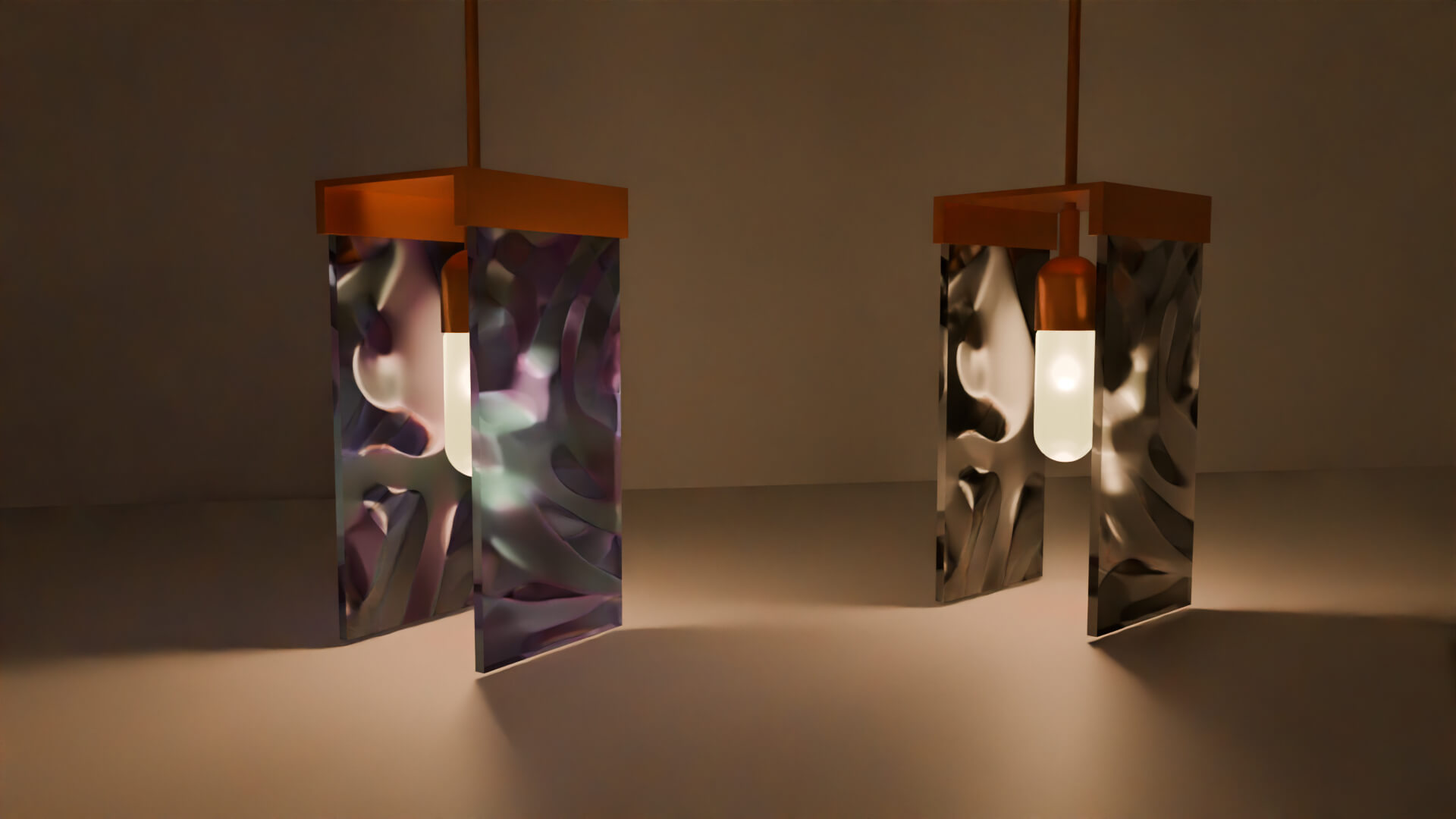 Adjustable Pendant Light Texture Glass Luxury Lamp 3D Model