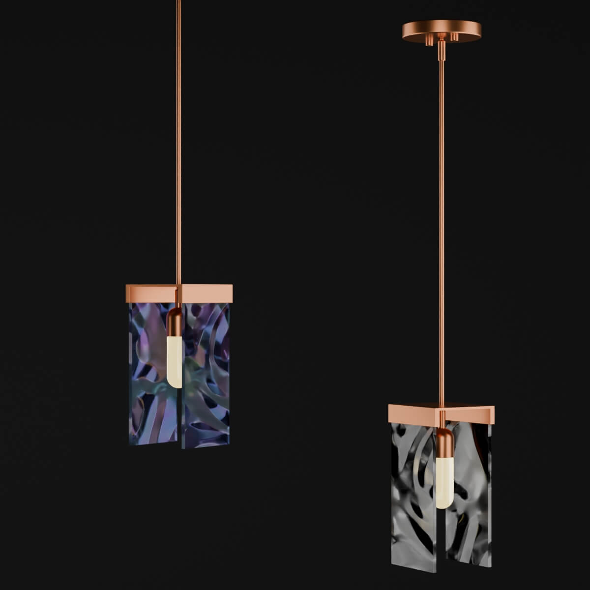Adjustable Pendant Light Texture Glass Luxury Lamp 3D Model