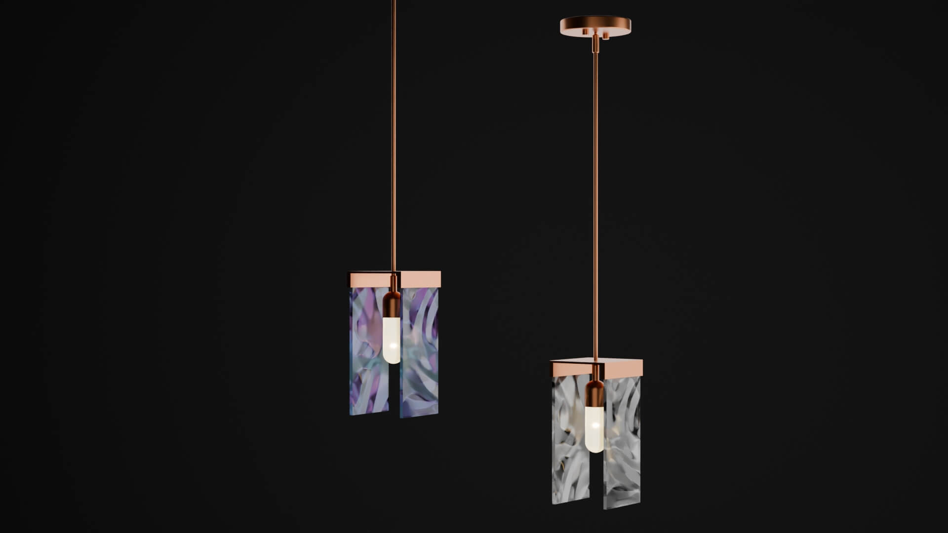Adjustable Pendant Light Texture Glass Luxury Lamp 3D Model